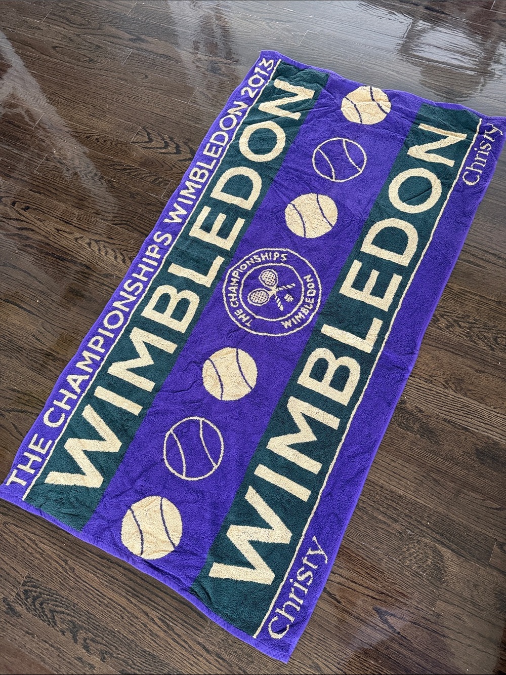 Wimbledon Tennis England 2013 Christy Purple and Gold Logo Towel - Case - NEW